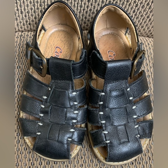 Children’s Coloso Black Leather Sandals - Picture 2 of 11